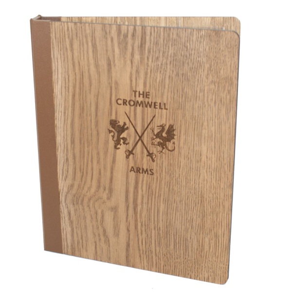 Oak Veneer Wooden Guest Room Information Folder - A4 Portrait